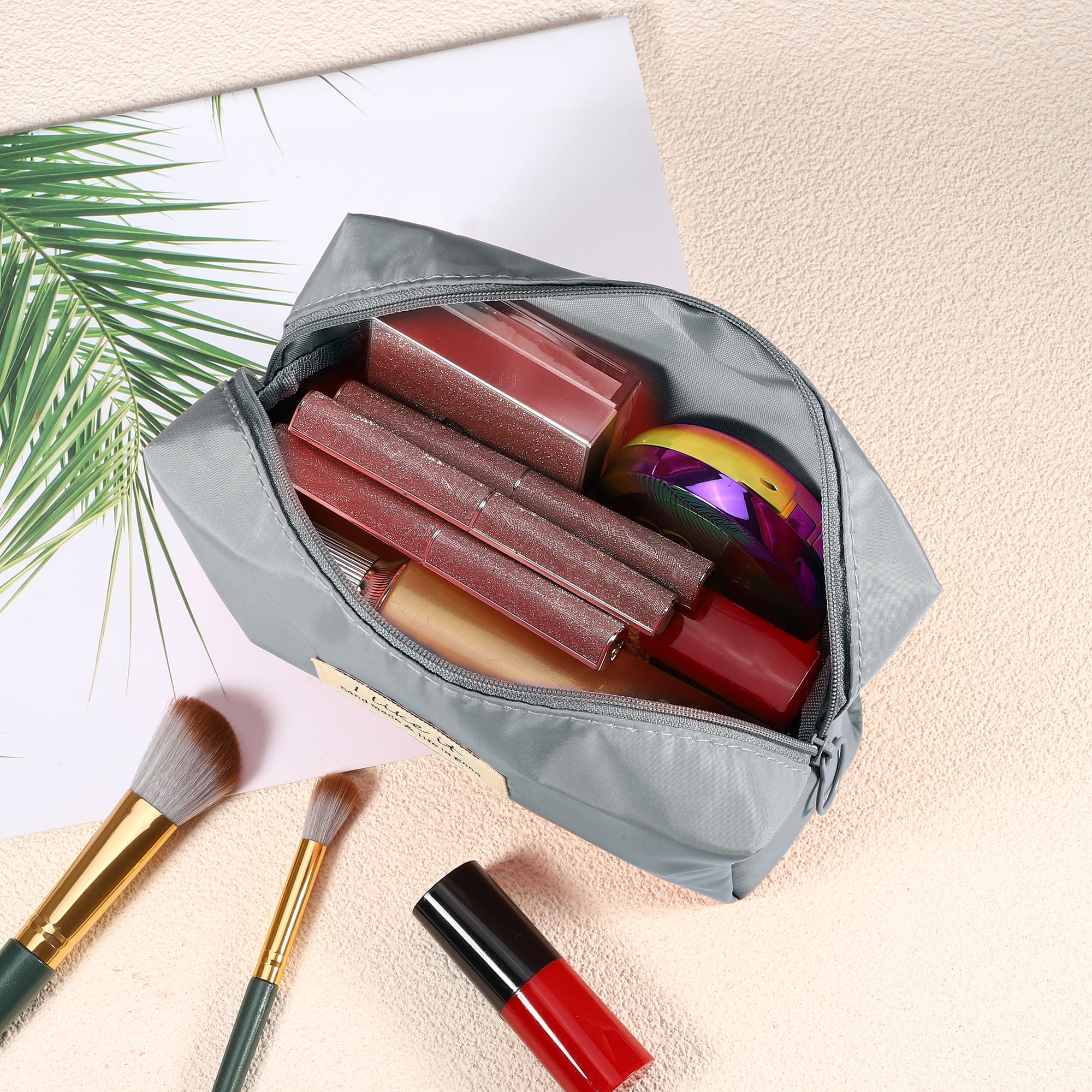Unique Bargains 1 Pc Women Waterproof Makeup Bag for Business Travel Vacation Wedding Gray