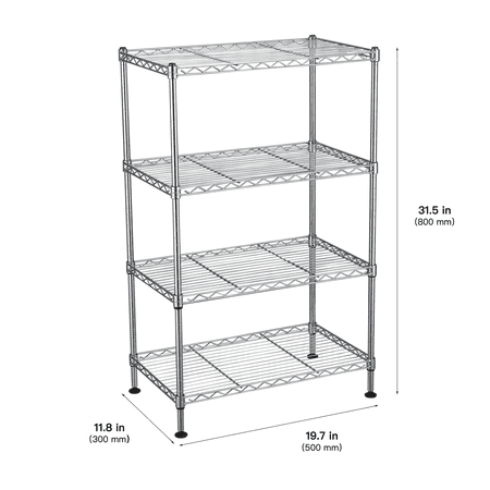 BestOffice 4 Tier Wire Shelving Unit Chrome