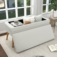 thumbnail image 5 of Modern Cotton/Linen Storage Ottoman Bench with Wood Legs Beige, 5 of 5
