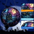 thumbnail image 6 of Halloween Moon Castle Hanging Decoration, Spooky Stained Glass Window Hanging for Porch & Home Decor, Parties Festive Gifts, 6 of 8