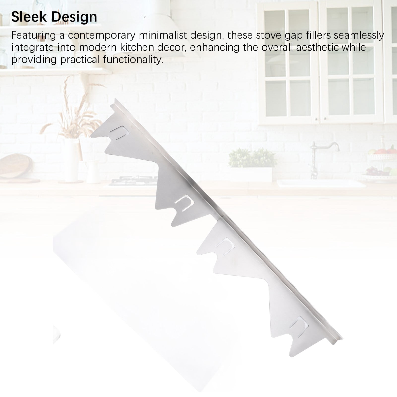 Nieyigj 2 Pairs Stainless Steel Stove Gap Fillers 13.78-27.56in / 35-70cm Adjustable Easy Clean Kitchen Counter Gap Covers Silver