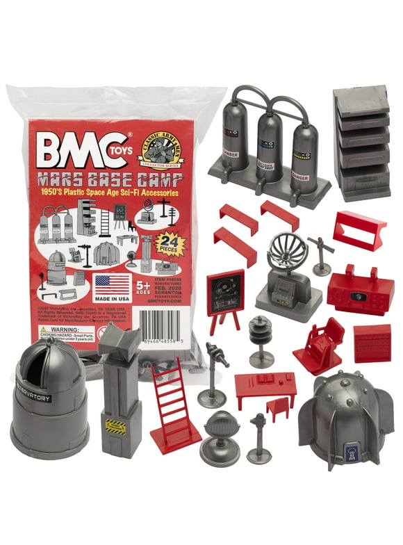 BMC Classic SciFi Mars Base Camp - 24pc Plastic Army Men Space Accessory Playset