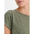 thumbnail image 4 of Time and Tru Women's Mineral Washed Dolman Tee with Rolled Cuffs, XS-XXXL, 4 of 5