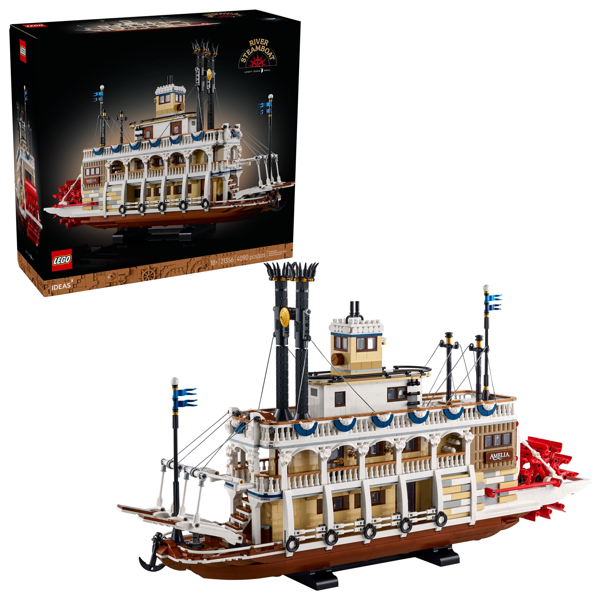 LEGO Ideas River Steamboat 3D Puzzle - Room Decor for Men and Women - Boat Model Building Kit for Adults, Ages 18+ - Arts & Crafts DIY Display for Bedroom or Office - Gift Idea for Birthdays - 21356