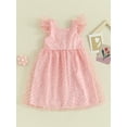 thumbnail image 2 of Bslissey Little Girls Summer Dress Sleeveless Floral Print Ruffle Tulle A-line Dress Toddler Square Neck Party Dress 2T 3T 4T 5T Kids Casual Princess Clothes, 2 of 8
