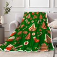 thumbnail image 4 of Green Christmas Gingerbread Man Throw Blanket, Winter Cute Star Snowflakes Candy Cane Throws Blankets, Xmas Soft Lightweight Holiday Blanket for Couch Sofa Bed Chair Living Rooms Decor 40X50IN, 4 of 6