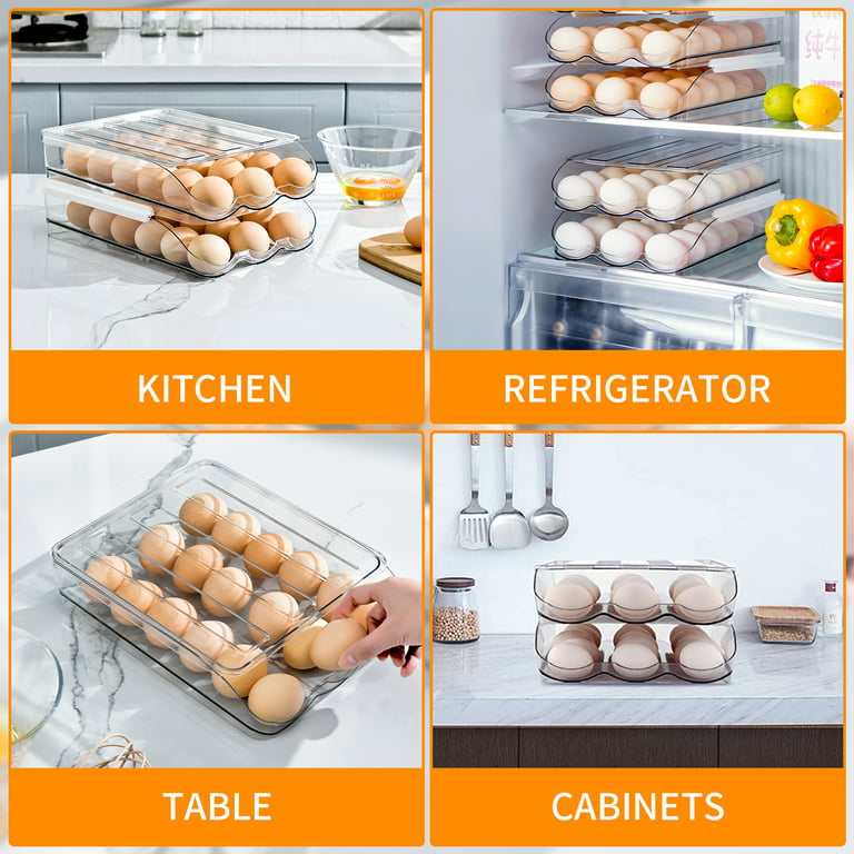 Refrigerator Egg Storage Organizer Egg Holder for Fridger 2-Layer Drawer  Type Stackable Storage Bins Clear Plastic Egg Holder - AliExpress