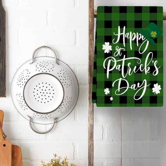 Danhjin St Patricks Day Kitchen Towels Green, Clover Print for Bathroom Use 26in Irish Festival Decoration