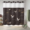 thumbnail image 6 of No Hook Shower Curtain, Japanese Style Shower Curtains for Bathroom with See Through Top Window, Vintage Cranes Ocean Wave Black Grey Waterproof & Washable Bath Curtain Standard 72"x72", 6 of 9