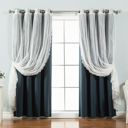Best Home Fashion Dotted Tulle Blackout Mix & Match Curtain Panels - Set of