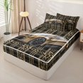 thumbnail image 2 of Castle Fairy Leopard Plaid Sports Car Zipper Twin Comforter Sets with Fitted Sheet and 2 Pillowcases for Boys,Pattern Art Zipper Bedding Set for Bedroom,Gold Black,4-Piece,Black Reversible, 2 of 6