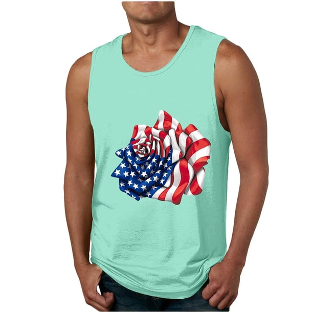 Tanques para Hombre para el Verano Solto Chaleco Impresión Deportivo Cuello Redondo, Casual