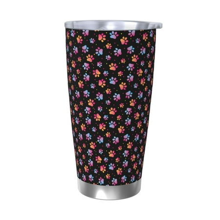 

Qekee Animal Paw 1 Print 20OZ Car Cup Stainless Steel Vacuum Insulated Tumbler Tumbler Cup With Lid And Straw Travel Coffee Mug-Without Straw