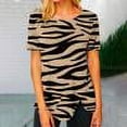 thumbnail image 1 of Chemises à Manches Courtes pour Femmes Mode Tendance Été Col Rond Loisirs Manches Courtes Imprimé Hauts Imitation Coton Hauts d'Été 2023 Hauts Blouses pour Femmes, 1 of 5