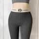 thumbnail image 3 of Leggings de vellón de cordero con cinturón adelgazante con tiras verticales y forro polar cálido para mujer, 3 of 5