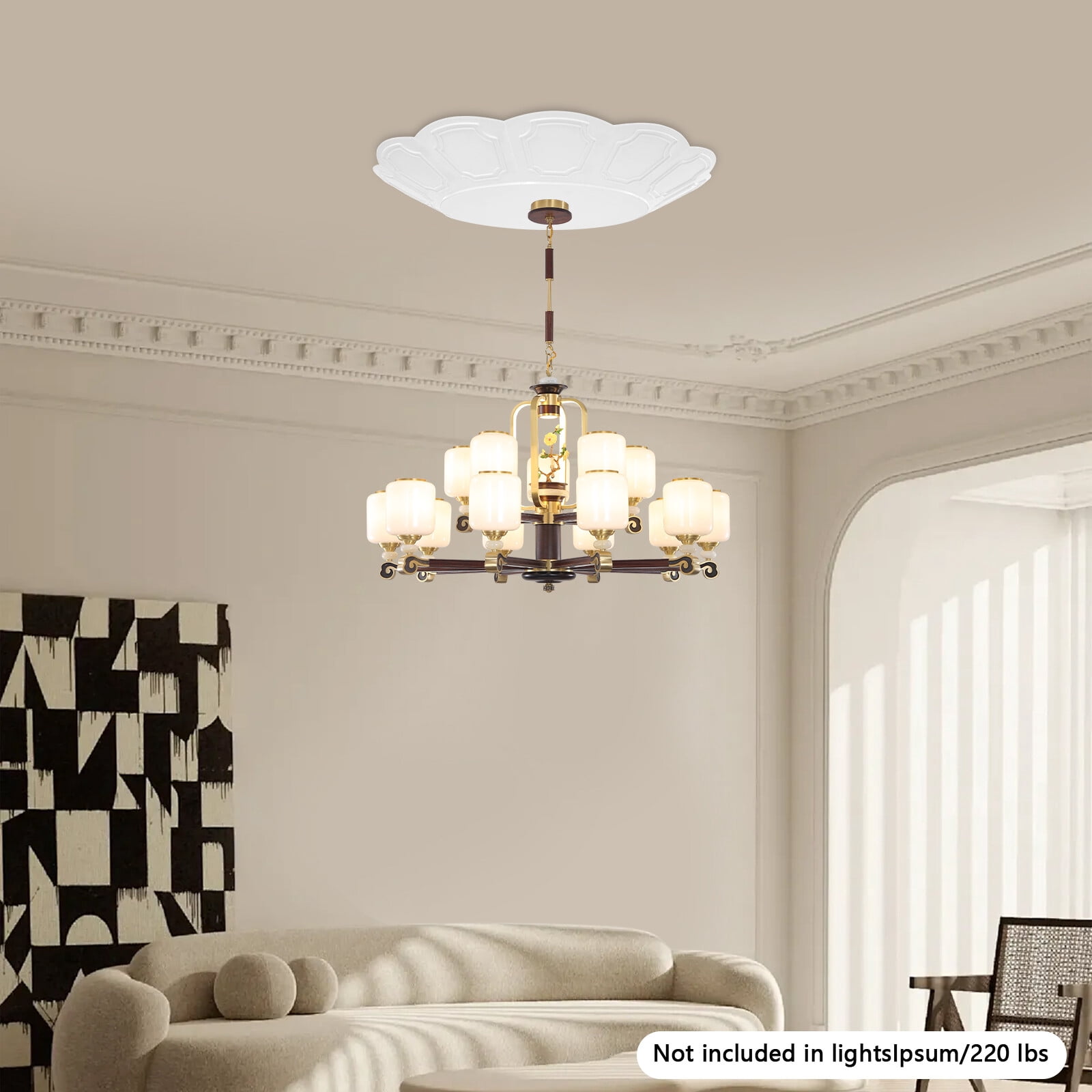 Decorative Cover, Chandelier Hoist Lifter Covers, Chandelier Decorative Cover(White), Round, Petal-shaped