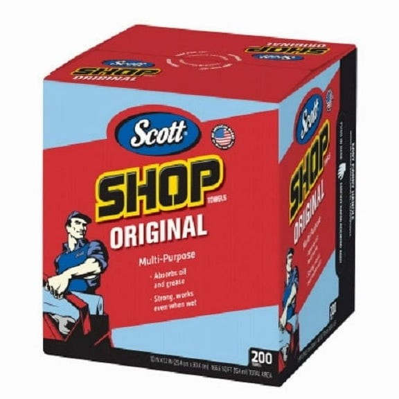 Scott 75190 200 Pack Boxed Blue Shop Towels - Quantity of 3