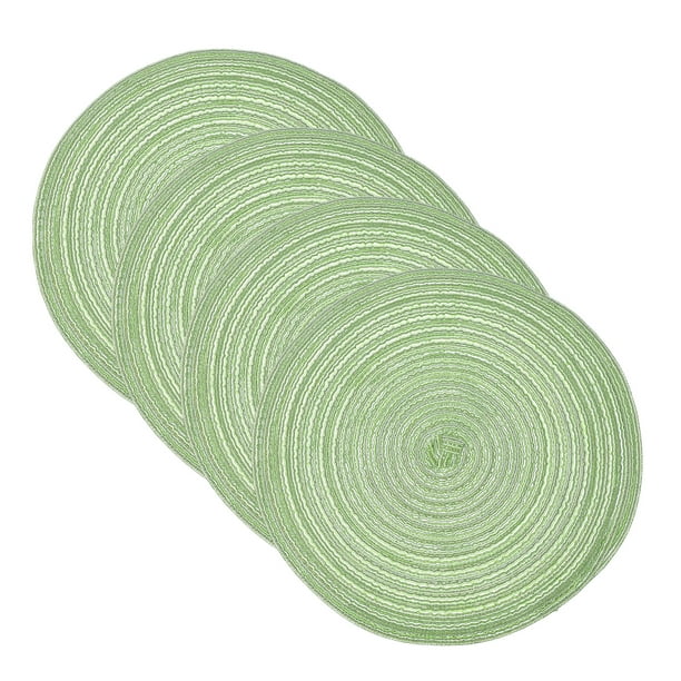Uxcell 4 Pcs Manteles Individuales Redondos Tejidos, Mantel Lavable Resistente al Calor de 11.8 Pulgadas para Mesa de Comedor, Encimera, Verde