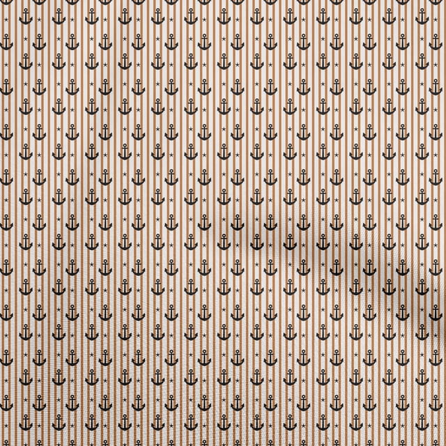 oneOone Rayon Rust Brown Fabric Nautical With Stripes Sewing Craft Projects Fabric Prints By Yard 56 Inch Wide