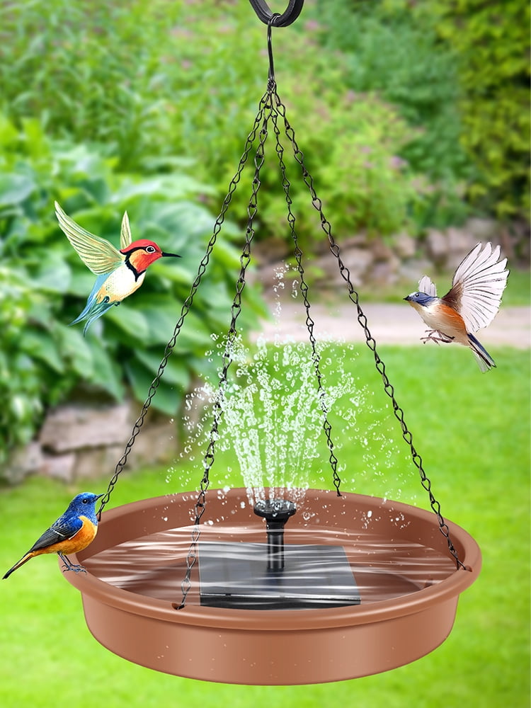 Energy Saving Solar Powered Bird Bath Fountain ,Bird Bath Bowl with 6 Nozzles Hanging