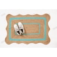 thumbnail image 3 of Rectangle Rug Area Rug Natural Fiber Jute Hand Braided Rug Cyan Color Scalloped Pattern Eco Friendly Rug, 3 of 5
