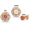 thumbnail image 5 of Gem Stone King 18K Rose Gold Plated Silver Stud Earrings with Jackets Mystic Topaz and Moissanite (2.72 Cttw), 5 of 6