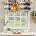 thumbnail image 2 of Thanksgiving Curtain Valances for Windows, Kitchen Valance Window Treatments Panel 2 Pack, Fall Turkey Pumpkin Maple Leaf Black Plaid Rod Pocket Short Curtains for Bathroom Bedroom 42 x 18 Inch, 2 of 8