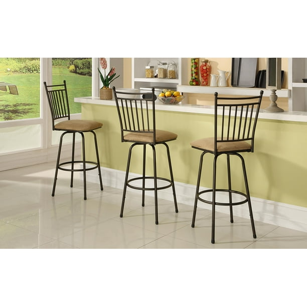 Linon Adjustable Swivel Metal Stools Set Of 3 24 30 Inch Seat Height Walmart Com Walmart Com