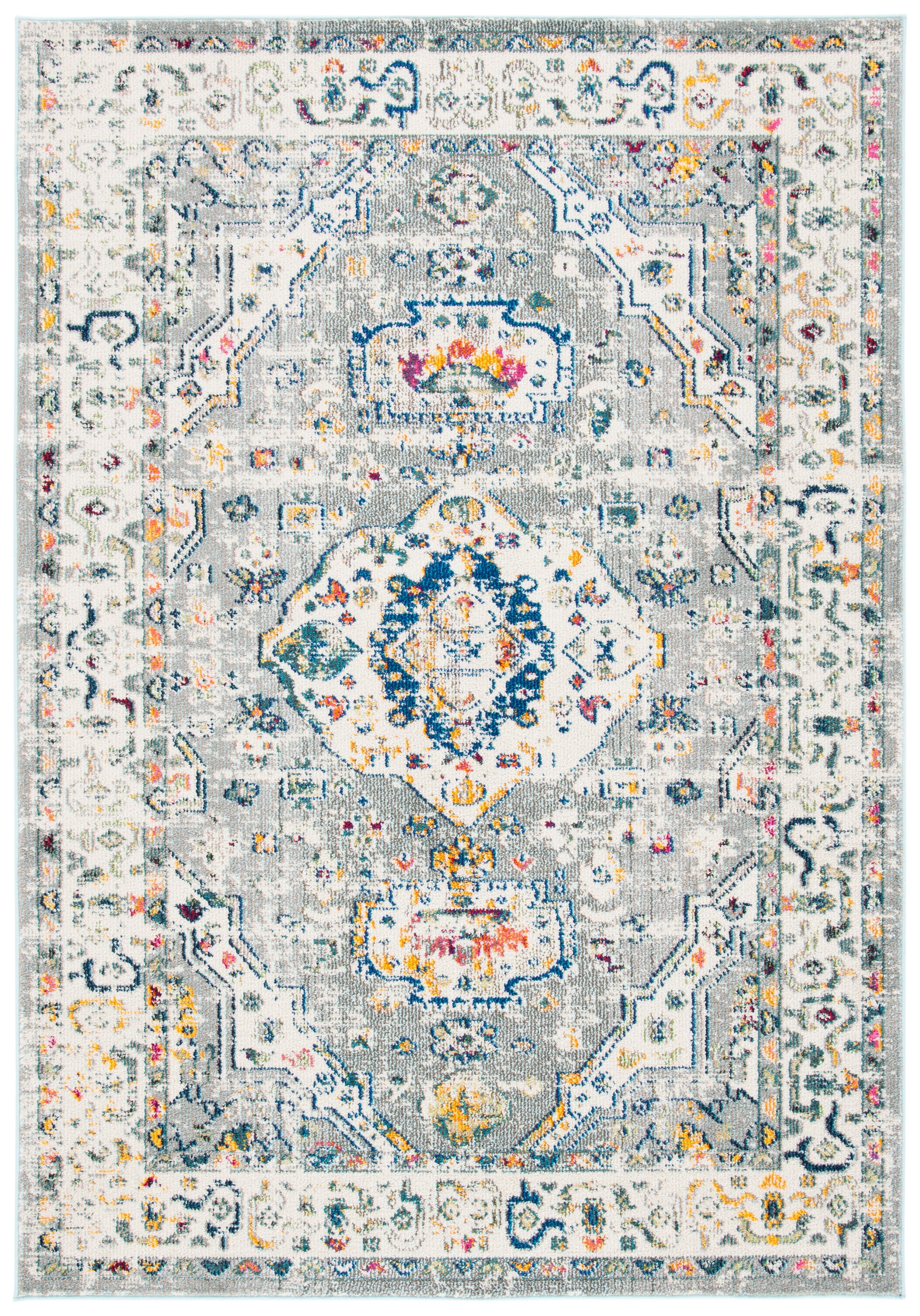 SAFAVIEH Madison Trenton Vintage Traditional Area Rug, Grey/Ivory, 8' x 10'