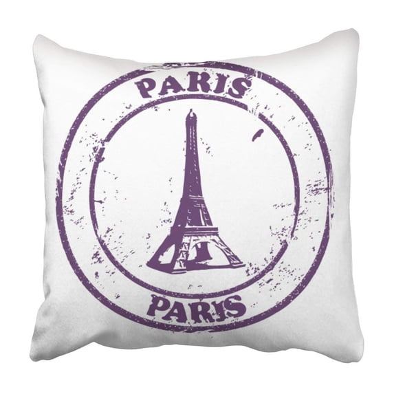WOPOP France Paris Stamp Eiffel Tower Holiday Old World Post Vintage Pillowcase Cover 20x20 inch