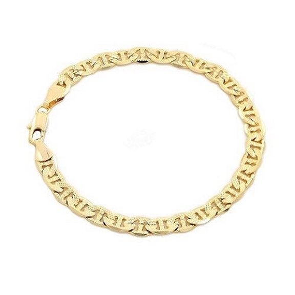14k Gold Filled Matt Finish mariner Link Bracelet 8''