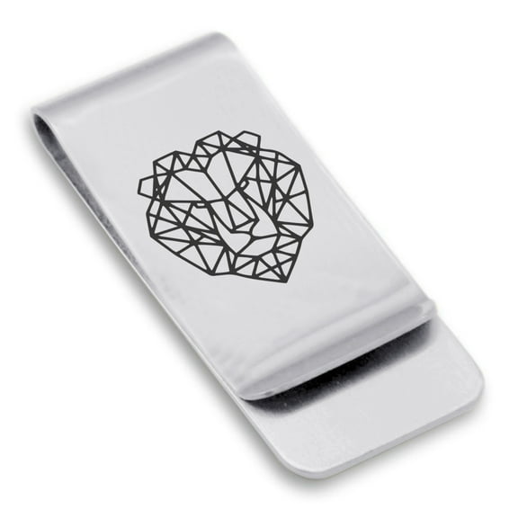 Stainless Steel Geometric Polygon Lion Animal Classic Slim Money Clip Credit Card Holder