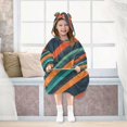 thumbnail image 7 of FORMRS Wearable Blanket Hoodie with Sleeves for Kids Cozy Flannel Sweatshirt, Retro Stripes, 7 of 7