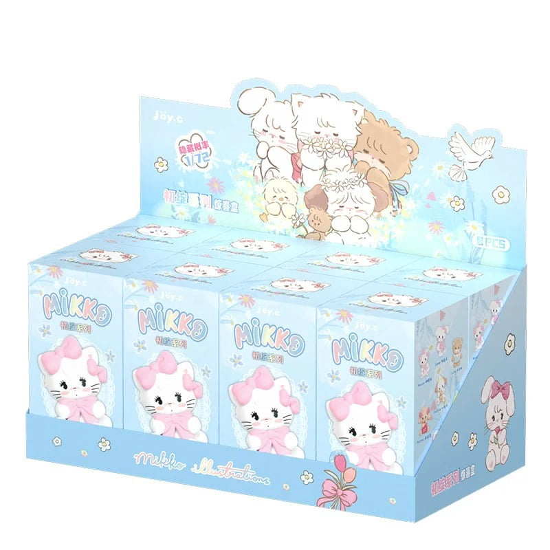 Mikko First Blooming Blind Box, Mikko Mousse Cammy Panda Nattsu Latte Puff Cute Mikko Blind Box Figures, First Blooming Cute Figures Halloween Christmas Gift for Boys and Girls, 8 PCS(1 Set)