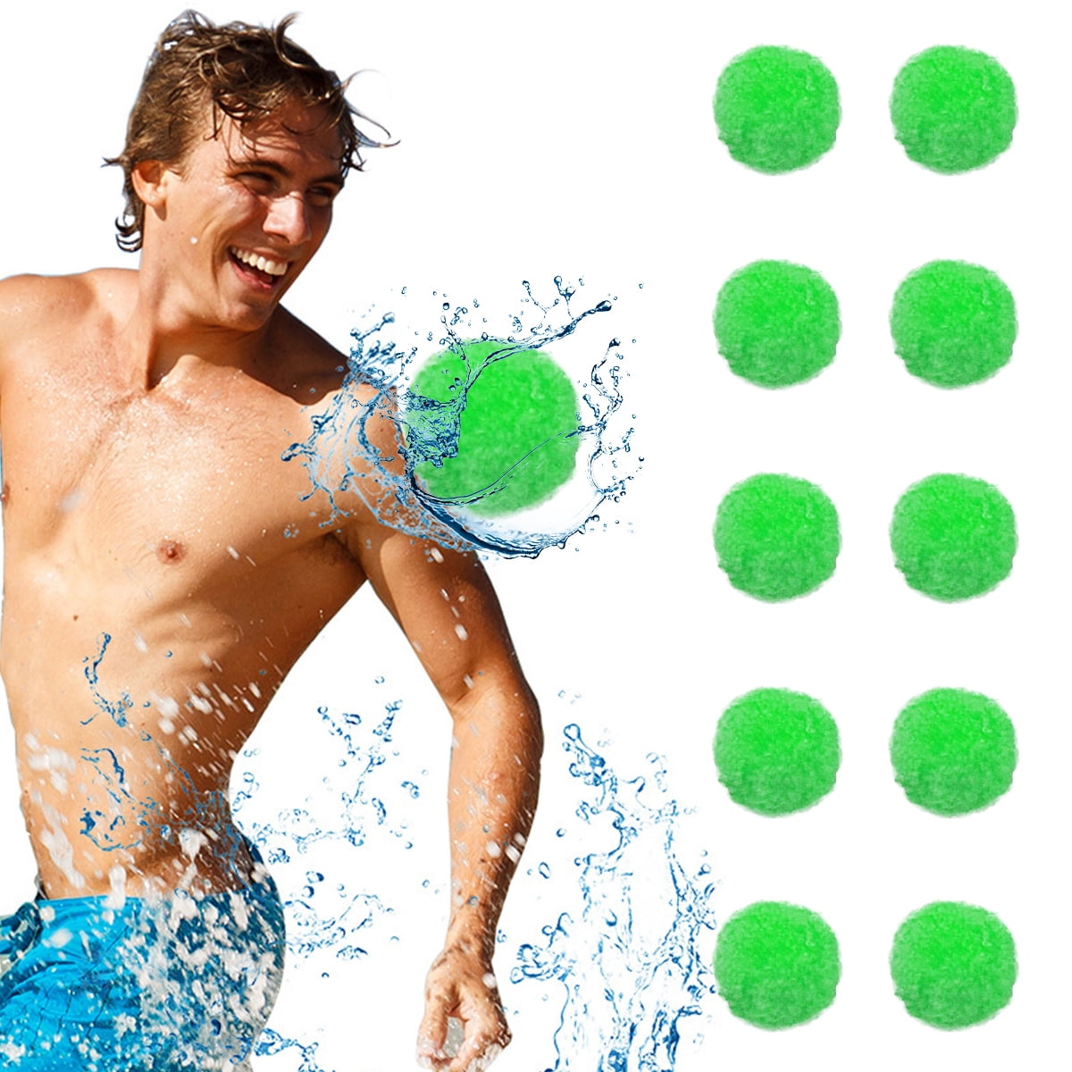 10Pcs Water Balls Reusable Water Soaker Balls Soft Fiber Soaker Bomb
