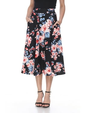 Floral Flared Midi Skirt