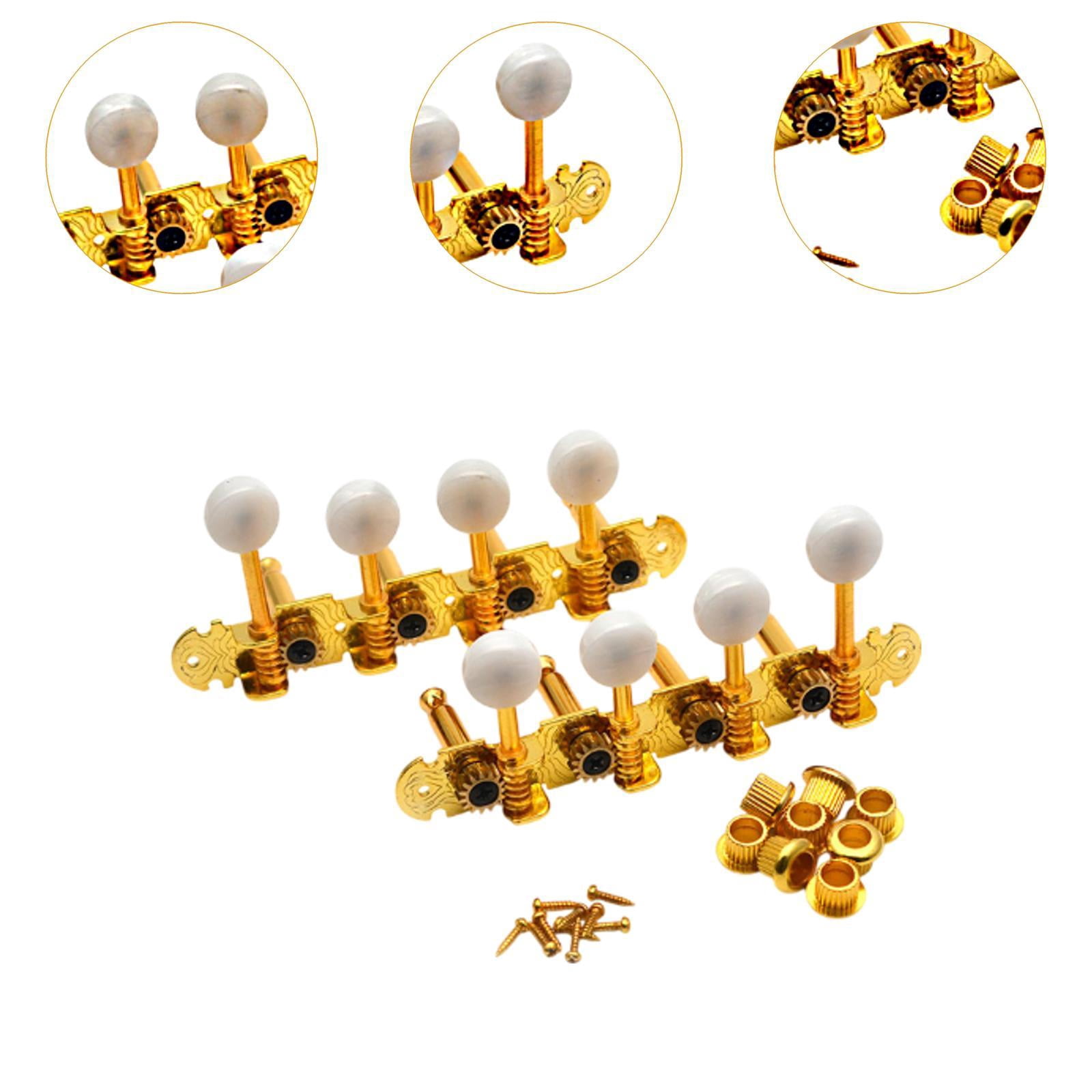 Dualoai 2 Pieces Mandolin Tuning Pegs Knobs Professional 4L 4R String Tuning Pegs Guitar Gold