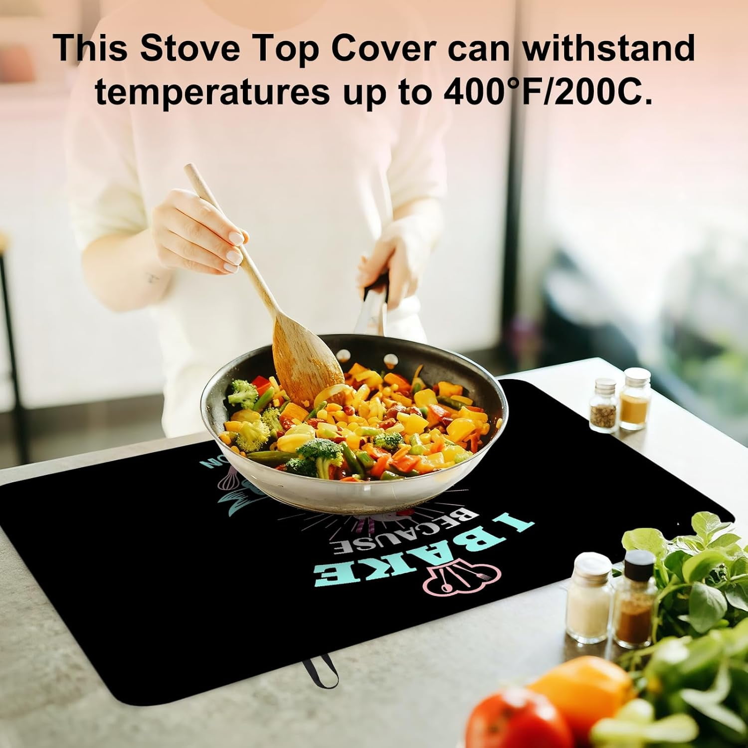 Stove Top Covers for Electric Stove 28"x20" - I Bake Because Punching People is Frowned Upon Glass Stove Top Cover - Heat Resistant Induction Cooktop Protector - Kitchen Gifts for Women, Bakers