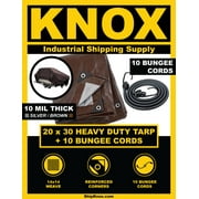 ShipKNOX 10 MIL TARP, 20X30 FT SILVER/BROWN, BUNGEES INCLUDED!
