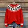 thumbnail image 2 of Women'S Christmas Sweater Cute Fun Christmas Sweater Fall And Winter Long Sleeve Knitted Sweater for Fall and Winter, Festive and Cozy, Ideal as Christmas Sweaters for Women ,Vermilion,L, 2 of 5