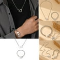 thumbnail image 2 of European Hop Men's Stainless Steel Pendant Necklace Bracelet Jewelry Set Double Ring Chain Accessories for Men, 2 of 7