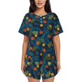 thumbnail image 1 of Balery Hawaiian Style Conjunto de Pijama para Mujer con Estampado, Dos Piezas de Manga Corta y Shorts, Ropa de Dormir Suave con Cuello Redondo y Bolsillos-Large, 1 of 6
