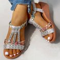 thumbnail image 4 of Bolsa Sandalias antideslizantes para mujer - Zapatos de cuña con plataforma bohemia de verano (plata 38) Ehuebsd Para estrenar, 4 of 9