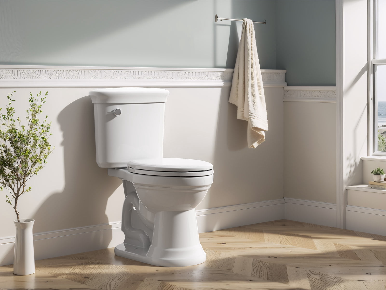 R&T B1098 Elongated Toilet Seat, Heavy-Duty up to 440 lbs, Slow Close, Non Slip and Easy to Keep Clean, Easy to Install, White Premium PP Material