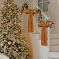 thumbnail image 4 of Velvet Large Christmas Bows for Staircase Garland Wreath, 17in x 8.7in Vintage Ribbon Bows for Xmas Tree Holiday Indoor Outdoor Decorations, 1PCS Orange, 4 of 8