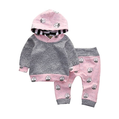

Gupgi Newborn Toddler Boys Girls Hooded Tops T-shirt Pants Sweatsuit