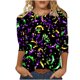 thumbnail image 3 of TaTaai Carnival Women's Casual Print Round Neck 3/4 Sleeve T-Shirt Loose Top Gift, 3 of 5