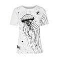 thumbnail image 3 of Tops de Ajuste Suelto para las Mujeres Sudadera Casual Impresa Manga Corta Cuello Redondo Superior, Poliéster, 3 of 4