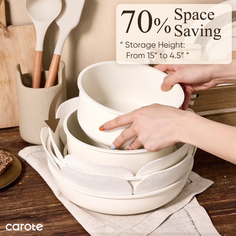 Carote 21 Pcs Nonstick Cookware Set White Granite Oven Dishwasher