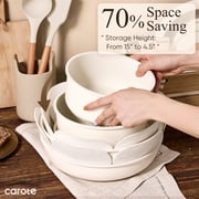 Carote 21 Pcs Nonstick Cookware Set, Pots and Pans Set with Detachable Handles, Oven/Dishwasher Safe, Stackable Kitchen Cooking Set, White Granite.
